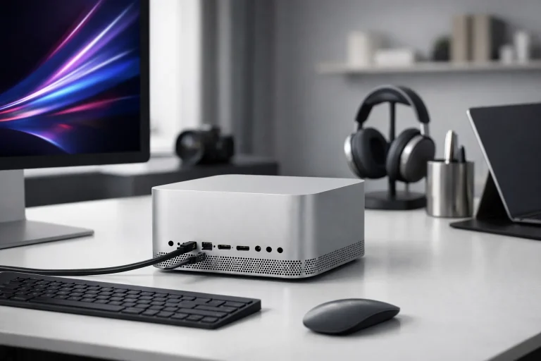 Mac Studio de Apple con chip M5 Ultra en un entorno profesional