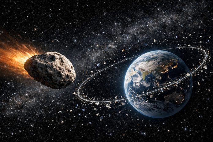 Asteroide 99942 Apophis acercándose a la Tierra en 2029