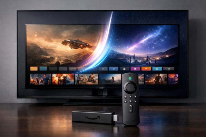 Amazon Fire TV Stick mostrando la interfaz de Vega OS