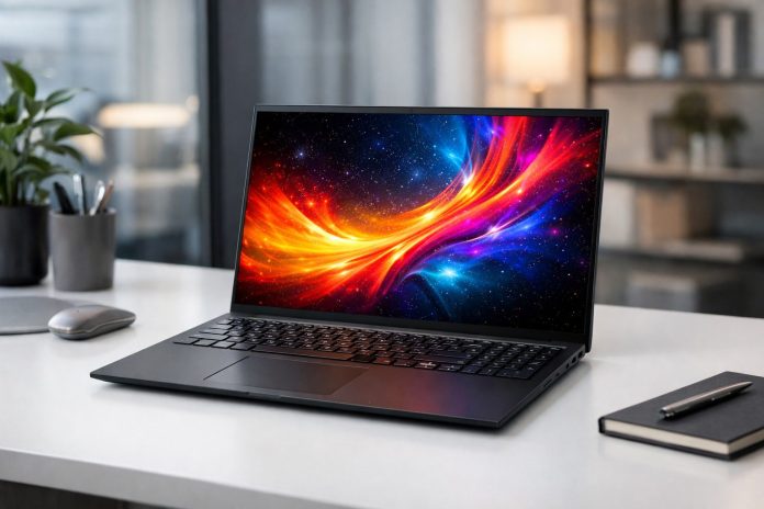 Portátil LG gram Pro 2026 abierto con pantalla OLED y teclado