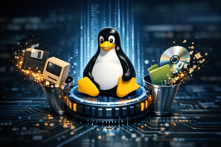 Representación gráfica del kernel Linux eliminando sistemas de archivos antiguos
