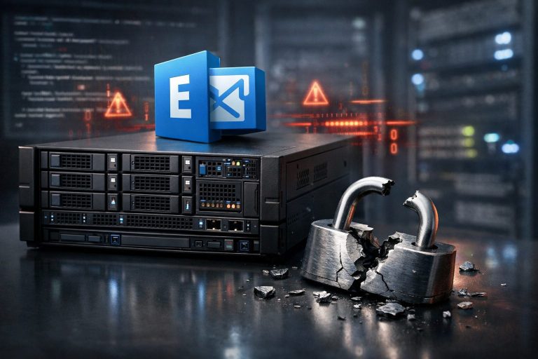 Servidor Microsoft Exchange con símbolo de vulnerabilidad