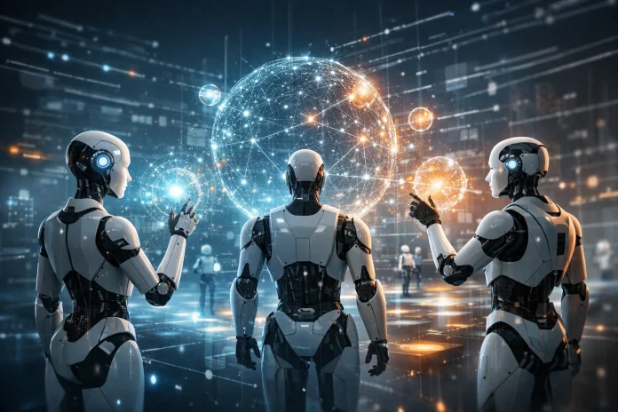 Representación abstracta de agentes autónomos de inteligencia artificial interactuando en red