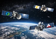 Consorcio europeo de Telefónica, Vodafone, Orange y Deutsche Telekom contra Starlink Satélites en órbita representando la competencia en internet satelital entre operadores europeos y Starlink.