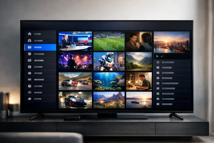 Interfaz de listas IPTV en formato M3U con múltiples canales para streaming TV en 2026