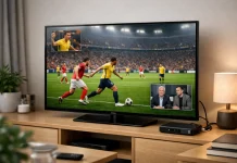 Cómo ver la nueva TDT en televisores no compatibles desde noviembre 2026 Televisor conectado a un adaptador externo DVB-T2 para recibir la nueva TDT en noviembre 2026